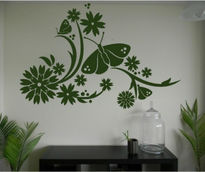 Sticker decorativ floral cu fluturi