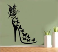 Sticker decorativ pantof cu fluturasi